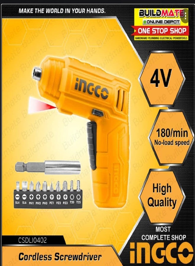 INGCO Lithium-Ion Cordless Screwdriver, Powered Screwdriver LED Rechargeable Handy Drill Screwdriver with 11 pc Accessories, 1pcs Magnetic Bit Holder - Image 2